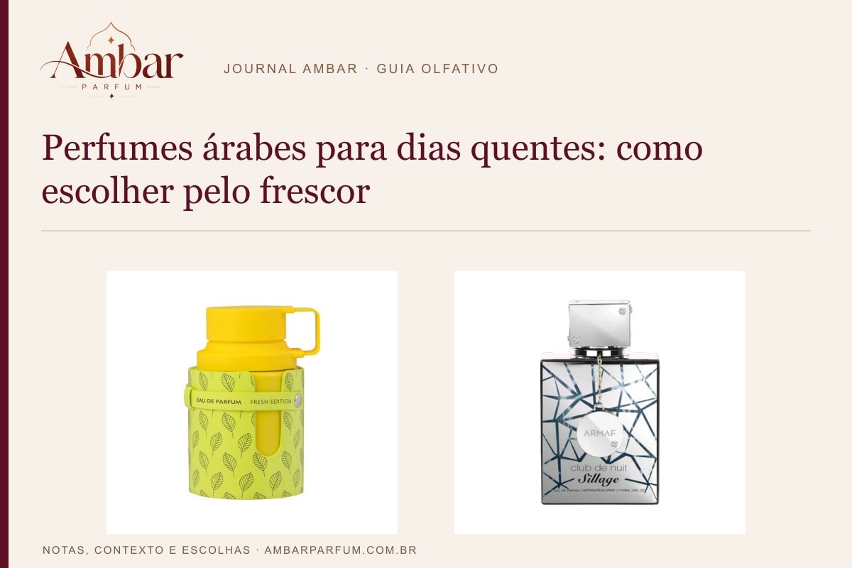 Composição editorial: Perfumes árabes para dias quentes: como escolher pelo frescor